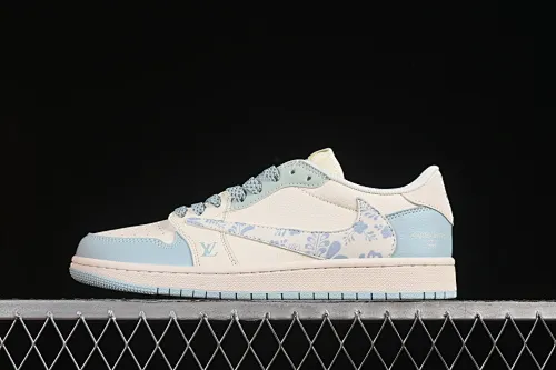 All categories Air Jordan Jordan series basketball shoes Air Jordan 1 Low High-end customized low-top sneakers Travis Scott x Fragment Design x Air Jordan 1 Low OG SP AJ1 Joe 1 LV joint name Fireworks light blue low-top cultural and casual sneakers XS7089-613